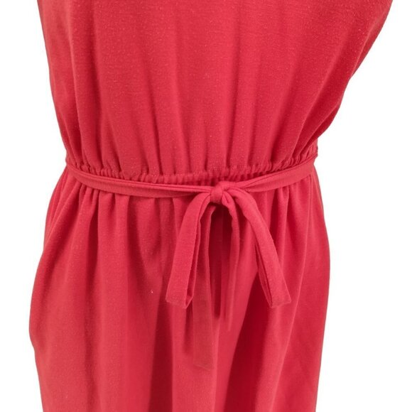 Vintage Lanz Original Stretch Sheath Shirt Dress Size S? Red Skater Knit 70s - Picture 6 of 14